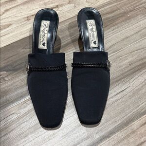 Brighton Women's Black Mules with braided leather Detail